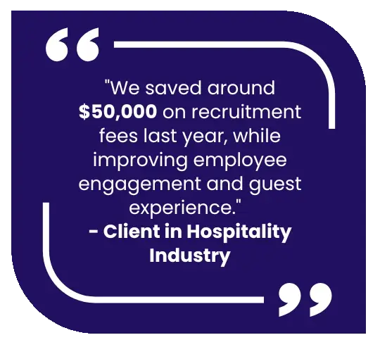 Client quote reports saving $50000 on recruitment fees due to peer to peer employee recognition platfrom. Client quote reports saving $50000 on recruitment fees due to peer to peer employee recognition platfrom.