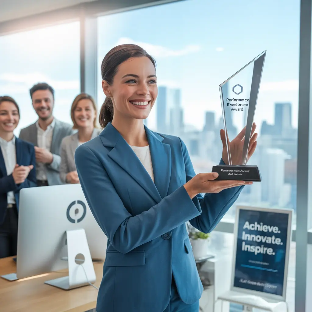 Long service award presentation to a lady