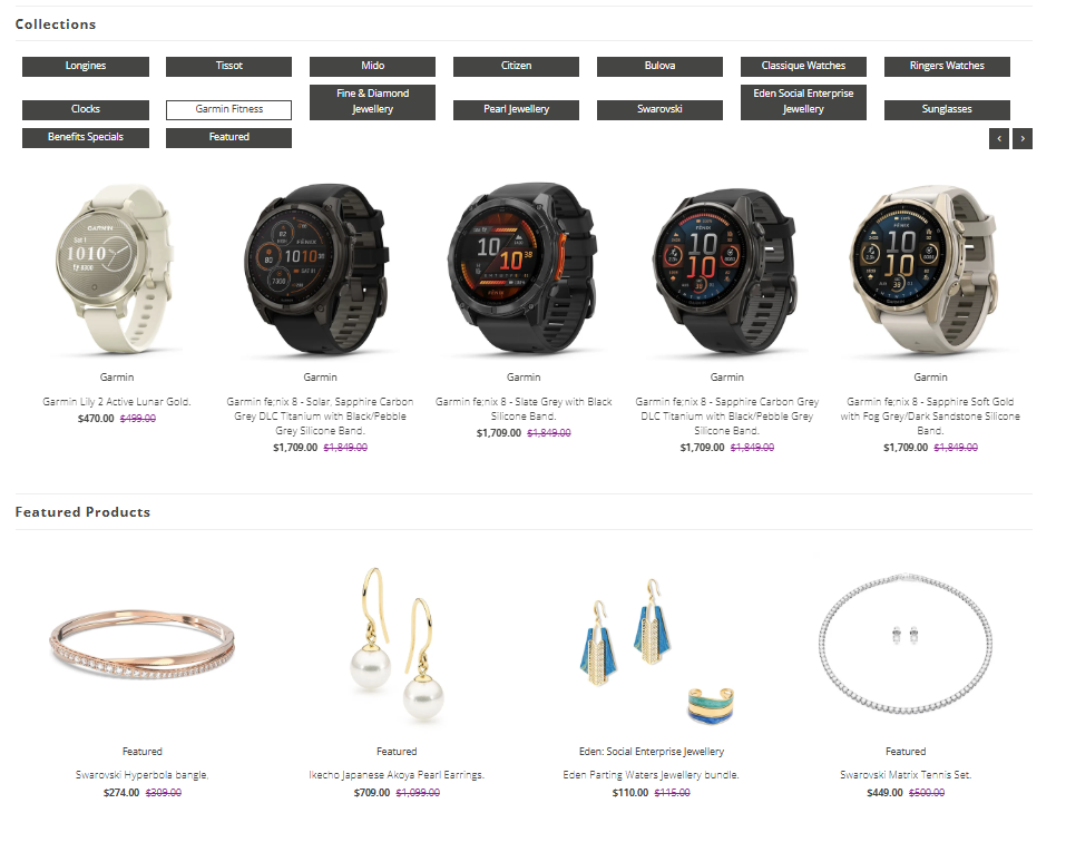 The Staff Shop showing discounted watches and jewellery